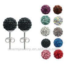 8mm Shamballa Disco Pave Crystal Ball Stud Earrings EC-007